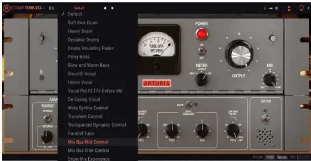 Arturia Comp Tube-STA - Preset-Auswahl - 1