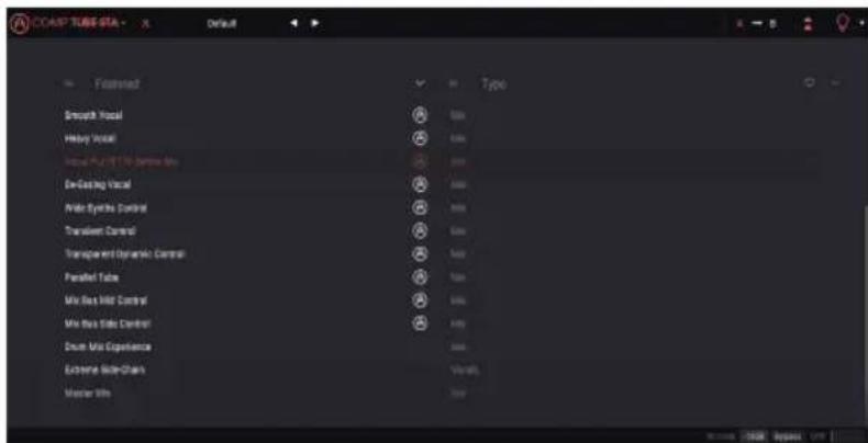 Arturia Comp Tube-STA - Der Preset-Browser - 1