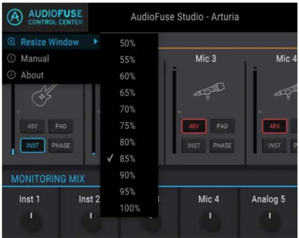 Arturia AudioFuse Studio - Resize Window - 1