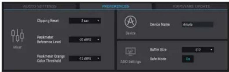 Arturia AudioFuse Studio - Preferences - 1