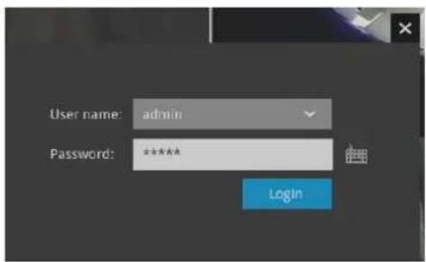 User name: admin Password: ***** Login