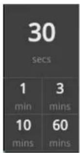 30 secs 1 3 min mins 10 60 mins mins