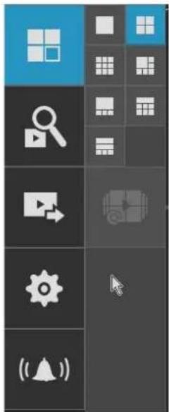 Screenshot of a software interface toolbar with icons for zoom, play, gear, and alert functions