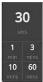 30 secs 1 3 min mins 10 60 mins mins
