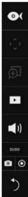 Vertical toolbar with icons for video, audio, speaker, and audio recording functions