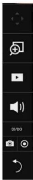 Mobile app interface toolbar with icons for video, audio, speaker, and refresh controls