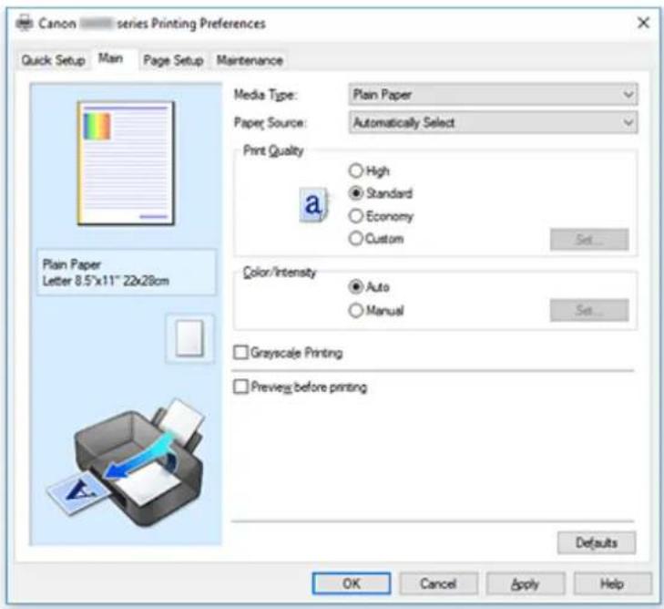 CANON PIXMA G6020 - Main Tab Description - 1