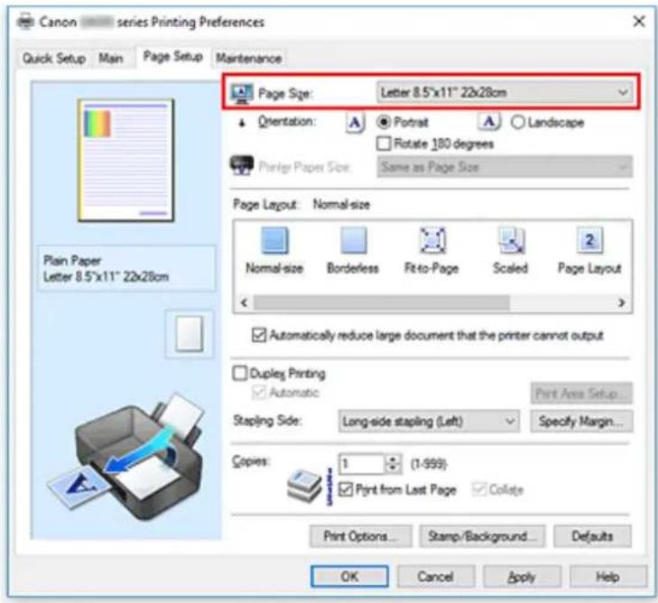 CANON PIXMA G6020 - Setting a Page Size and Orientation - 1