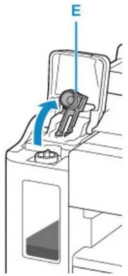 CANON PIXMA G6020 - Open the tank cap (E) of the ink tank to be refilled. - 1
