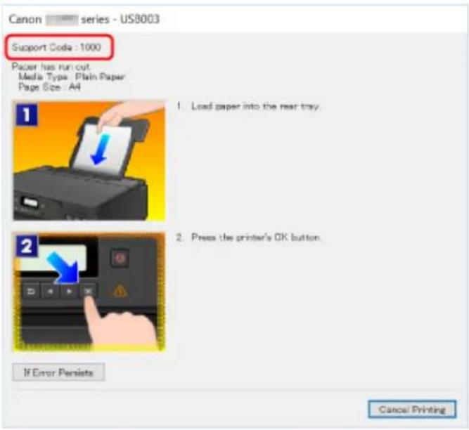 CANON PIXMA G6020 - When a Support Code and a message are displayed on the computer screen (Windows): - 1