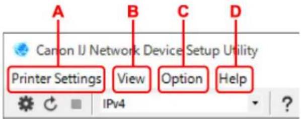 CANON PIXMA G6020 - Menus on Canon IJ Network Device Setup Utility Screen - 1