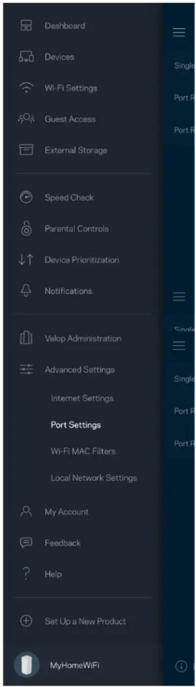 LINKSYS Velop AX5300 - Port Settings (Ρυθμίσεις θυρών) - 1
