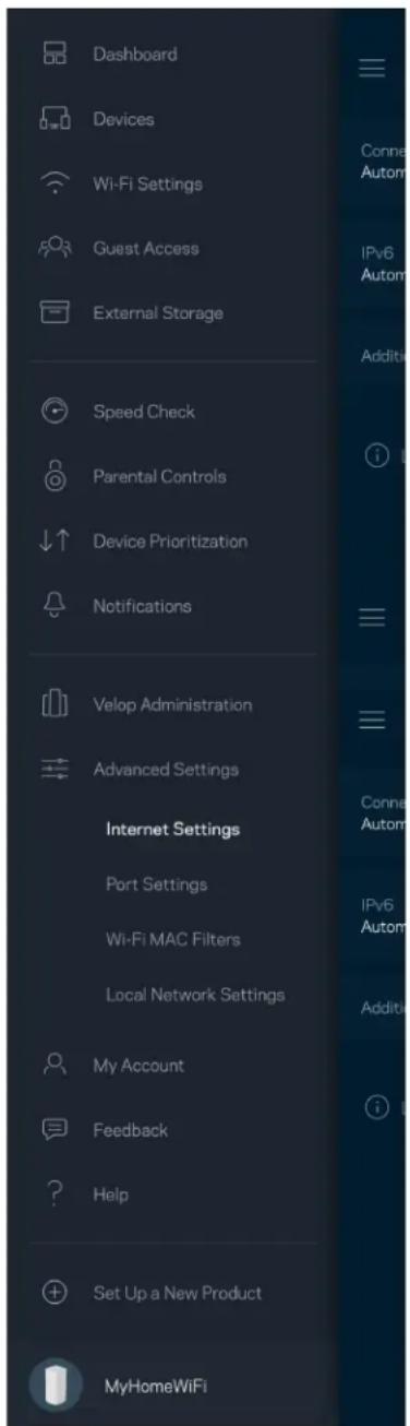 LINKSYS Velop AX5300 - Internet-asetukset - 1