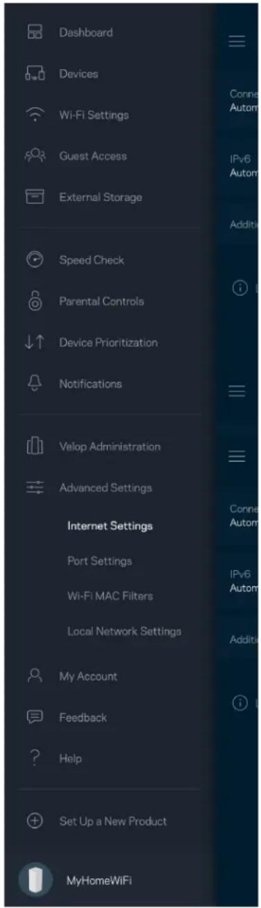 LINKSYS Velop AX5300 - Настройки Интернета - 1