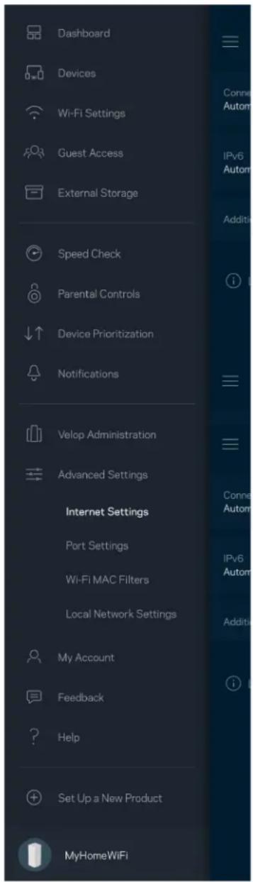 LINKSYS Velop AX5300 - Advanced Settings (Speciális beállítások) - 1