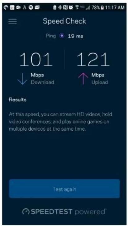 Speed Check Ping 19 ms 101 | 121 ↓ Mbps ↑ Mbps Download Upload Results At this speed, you can stream HD videos, hold video conferences, and play online games on multiple devices at the same time. Test again SPEEDTEST powered™