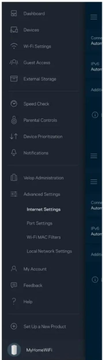 LINKSYS Velop AX5300 - Internetinstellingen - 1