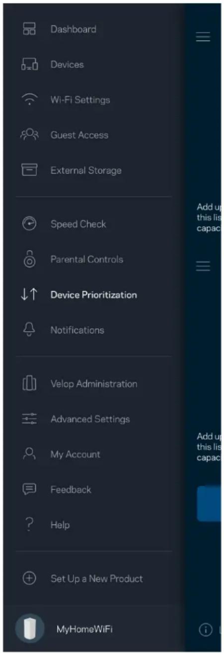 LINKSYS Velop AX5300 - Device Prioritization (Eszközök rangsorolása) - 1