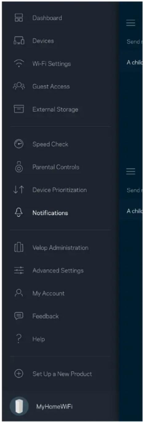 LINKSYS Velop AX5300 - Oznámenia (Notifications) - 1