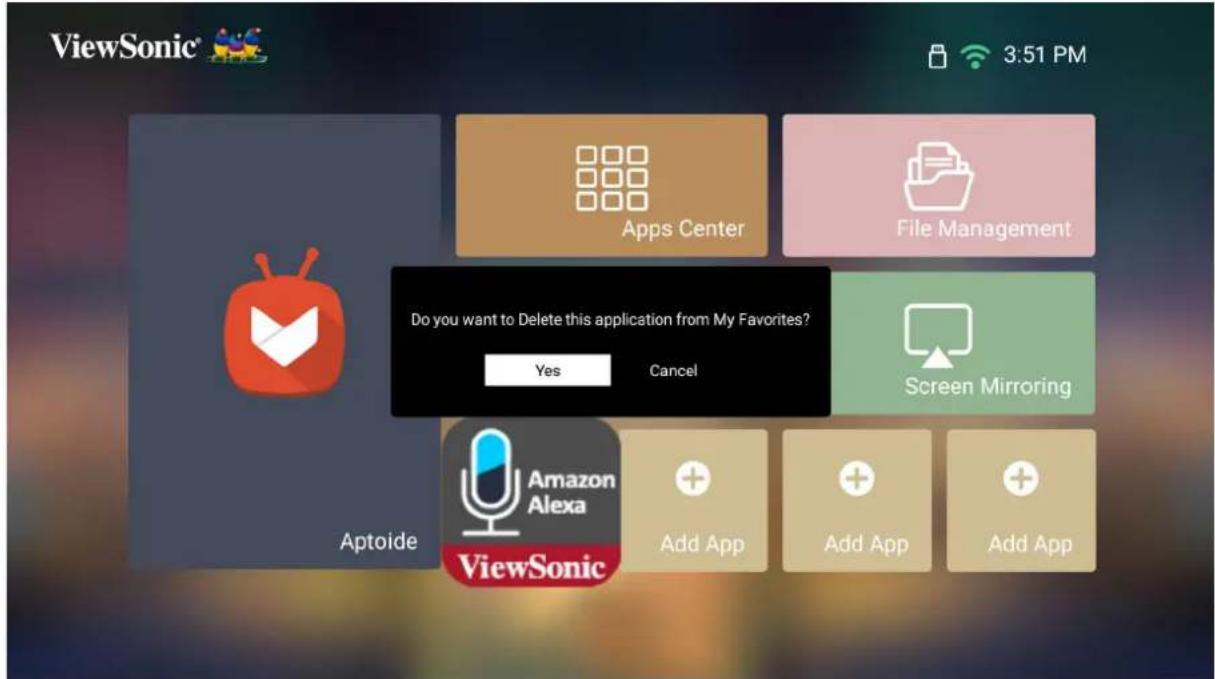VIEWSONIC X100-4K - Apps vom Startbildschirm löschen - 1