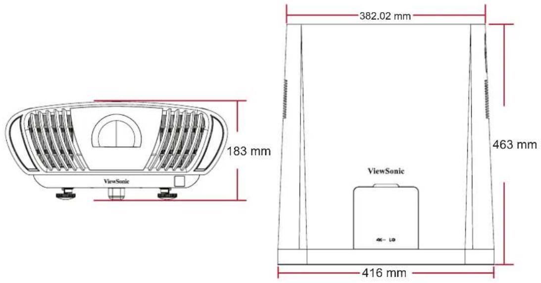 183 mm ViewSonic 382.02 mm 463 mm ViewSonic 416 mm