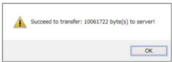 Succeed to transfer: 10061722 byte(s) to server! OK