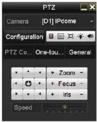 PTZ Camera [D1] IPdome Configuration PTZ Co... One-tou... General Zoom - Focus - Iris - Speed