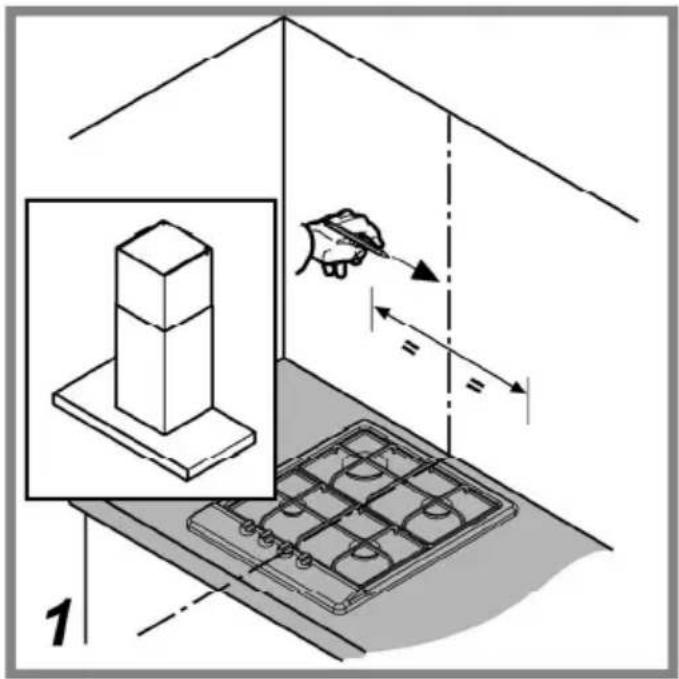 Technical diagram showing a mechanical assembly with a component, directional arrows, and a labeled section '1'
