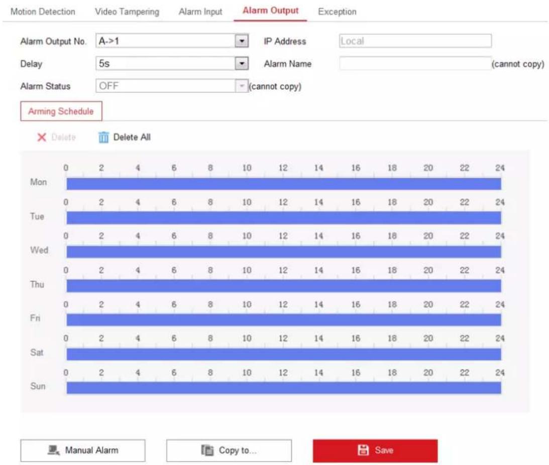 Hikvision DS-2CD6365G0E-I(V)(S) - Configuration > Events > Basic Event > Alarm Output - 1