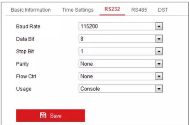 Hikvision DS-2CD6365G0E-I(V)(S) - Configuring RS232 Settings - 1