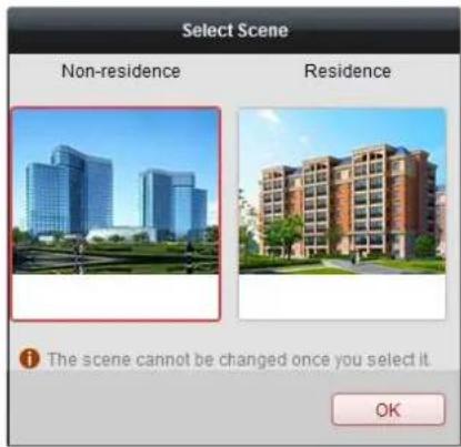 Select Scene Non-residence Residence The scene cannot be changed once you select it. OK