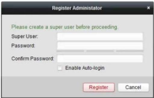 Register Administrator Please create a super user before proceeding. Super User: Password: Confirm Password: Enable Auto-login Register Cancel