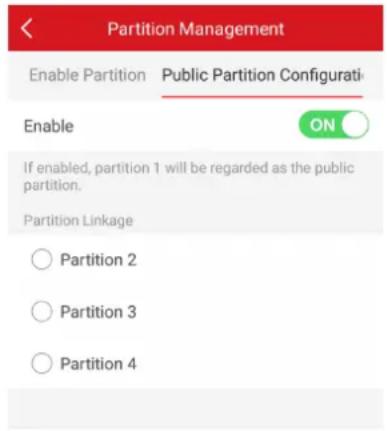Partition Management Enable Partition Public Partition Configurati Enable ON If enabled, partition 1 will be regarded as the public partition. Partition Linkage ○ Partition 2 ○ Partition 3 ○ Partition 4