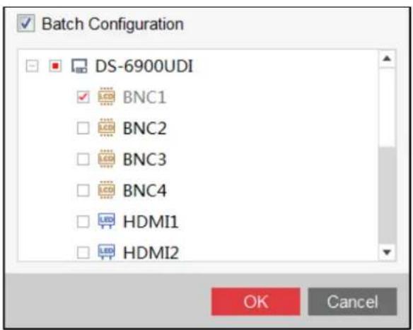Batch Configuration DS-6900UDI BNC1 BNC2 BNC3 BNC4 HDMI1 HDMI2 OK Cancel