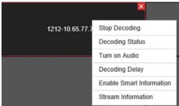 1212-10.65.77.7 Stop Decoding Decoding Status Turn on Audio Decoding Delay Enable Smart Information Stream Information
