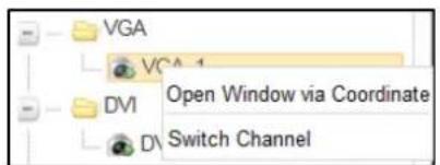VGA VCA 1 DVI Open Window via Coordinate D\Switch Channel