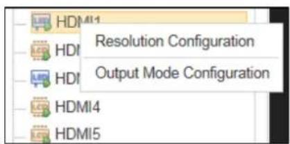 HDMI1 Resolution Configuration HDMI Output Mode Configuration HDMI4 HDMI5
