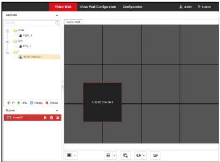 Video Wall Video Wall Configuration Configuration acmm Logout Camera Search VGA VGA_1 DV DSI_1 1 10:05:204:00-1 Scene acmm01 Video Wall 1-10:05:204:00-1
