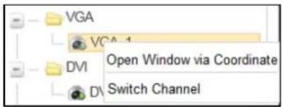 VGA VCA^ 1 DVI Open Window via Coordinate D\ Switch Channel