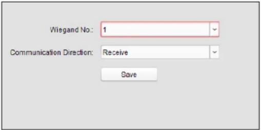 Wiegand No.: 1 Communication Direction: Receive Save