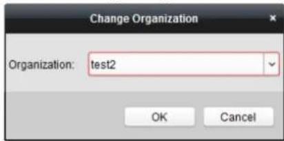 Change Organization Organization: test2 OK Cancel