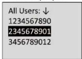 All Users: ↓ 1234567890 2345678901 3456789012