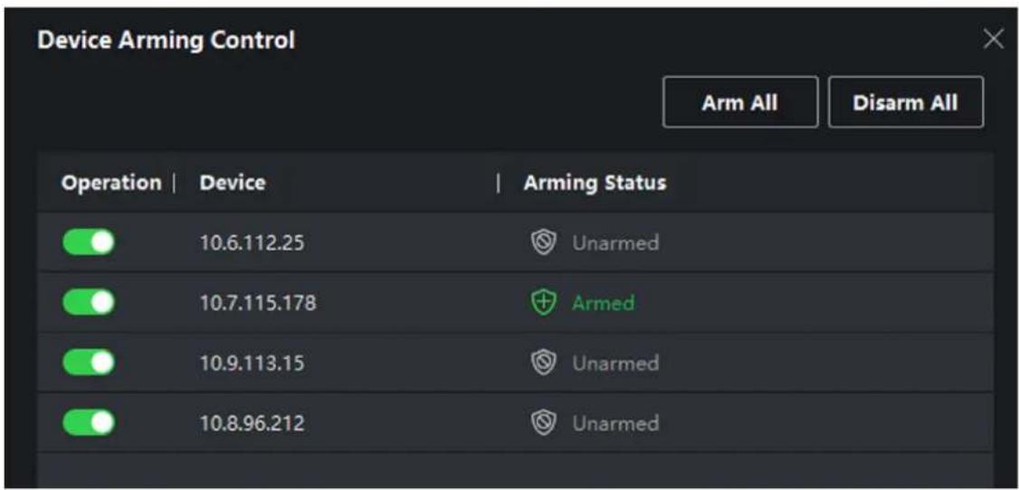 Device Arming Control Arm All Disarm All Operation Device Arming Status 10.6.112.25 Unarmed 10.7.115.178 + Armed 10.9.113.15 Unarmed 10.8.96.212 Unarmed