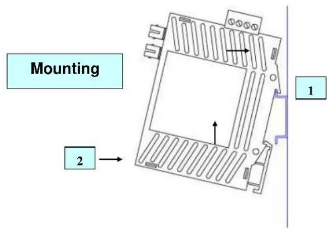 Red Lion EB-PSE-24V-1B - Recommended DIN rail removal steps: - 1