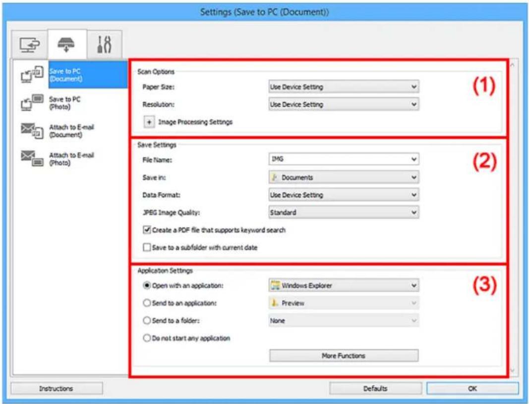 CANON Maxify MB2120 - Settings (Save to PC (Document)) Dialog Box - 2