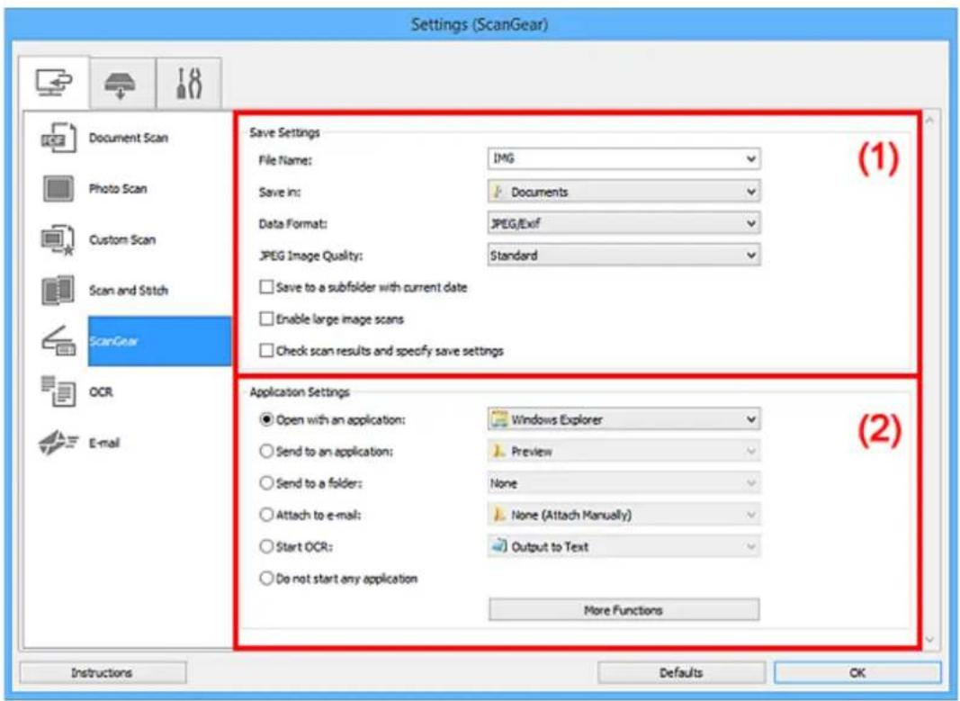CANON Maxify MB2120 - Settings (ScanGear) Dialog Box - 1