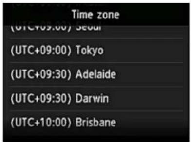 CANON Maxify MB2120 - In the time zones list, select the region closest to you - 1