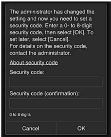 CANON Maxify MB2120 - Set up Security code - 2