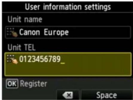 CANON Maxify MB2120 - Enter unit fax/telephone number. - 1