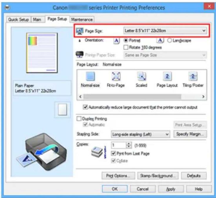 CANON Maxify MB2120 - Setting a Page Size and Orientation - 1